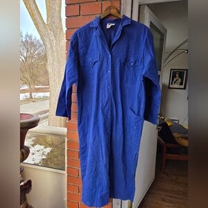 Vintage Infinitif Paris Royal Blue Utility Shirt Dress - Size Medium